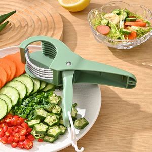 Outil de cuisine multifonctionnel 2 en 1, trancheuse à salade, à concombre, à banane, trancheuse à fruits et légumes en acier inoxydable avec boîte cadeau - Product Image 3