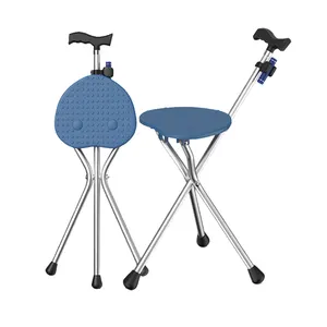 Alüminyum baston çok fonksiyonlu ayarlanabilir katlanır sandalyeler ile yaşlı sağlık için uygun alüminyum alaşım kamışı