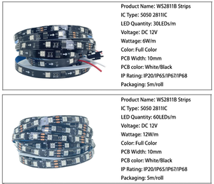 DC12V ws2811 dải <span class=keywords><strong>Led</strong></span> SMD5050 30/60leds/M 10 mét IP20 IP65 IP67 Flex ws2811ic địa chỉ <span class=keywords><strong>pixel</strong></span> <span class=keywords><strong>LED</strong></span> Strip ánh sáng cho hộp đêm - Product Image 5