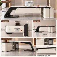 Bureau de direction moderne de luxe en forme de L, noir et blanc, avec design incurvé pour le bureau du PDG ou du directeur, mobilier de bureau