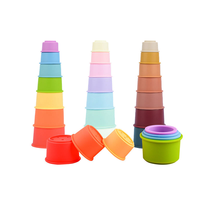 Fubon 7pcs Cangkir Susun Silikon Edukatif Montessori Mainan Sortir Bayi Mainan Susun Menara Lipat Kecerdasan 7-12 Bulan