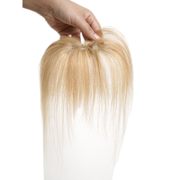 LONGFOR Extension de cheveux Remy blond clair pour femmes avec 3 clips Topper Remplacement de la ligne de cheveux Perte de cheveux Frontal Bangs