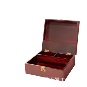 Solid Wood <b>Storage</b> <b>Box</b> With Compartments <b>Lockable</b> Desktop Organizer Natural Pine Wood Rectangle Shape F23 - Product Image 2