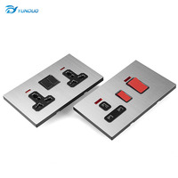Prises murales électriques en acier inoxydable à double 2 broches et 4 trous, interrupteurs de luxe personnalisables pour la maison, sécurité CE 16A