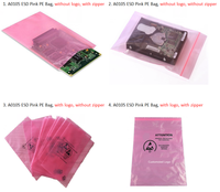 Sacs auto-scellants antistatiques ESD en PE rose pour l'emballage électronique de puces et composants semi-conducteurs