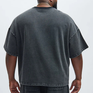 270 그램 Magliette 블랙 베이직 코튼 특대 남성 티셔츠 라운드 넥 반팔 루즈핏 캐주얼 스트리트웨어 패션 티 - Product Image 5