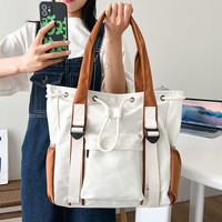 Sac d'école pour étudiant, grande capacité, bloc de couleur, fermeture éclair, trois bretelles, simple, sac à bandoulière décontracté pour le week-end, sac à main, sac de voyage