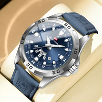 Montre-bracelet sportive étanche pour homme VA VA VOOM, bracelet en cuir tendance, lumineuse, double calendrier, supporte le logo personnalisé, montres à quartz