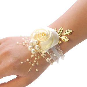 Pulsera <span class=keywords><strong>de</strong></span> Flores <span class=keywords><strong>de</strong></span> <span class=keywords><strong>Tela</strong></span> para Novia y Damas <span class=keywords><strong>de</strong></span> Honor, para Bodas, Fiestas y Graduaciones - Product Image 5
