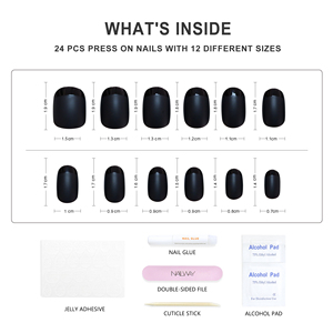 Unghie Finte Nailway Colore <span class=keywords><strong>Nero</strong></span> Opaco 30 Pezzi, Design Francese, Unghie Adesive per Uso Quotidiano per Donne - Product Image 4