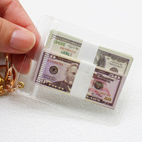 Porte-clés de billets de banque simulés avec pendentif TWD KRW USD et GBP Porte-clés en métal avec barre d'or