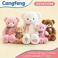 Boneka Beruang Teddy Bordir Mawar Apel Realistis Berkualitas Tinggi Premium OEM ODM Grosir Pabrik untuk Hadiah Ulang Tahun Anak