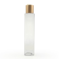 Flacon cosmétique carré vide en PET à presser, 100ml 150ml 200ml, emballage personnalisé pour soins de la peau avec bouchon disque doré