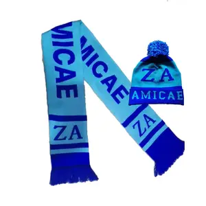定制标志运动足球联谊会组织围巾蓝色ZA 1948冬季针织帽Zeta Amicae围巾豆豆套装