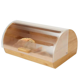 Boîte à pain en bambou Gem avec couvercle en acrylique, grande capacité, rangement de cuisine pour pain et pâtisseries - Product Image 5