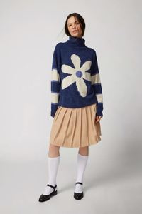 Automne et hiver personnalisé qualité à la mode pull tricoté à manches longues col haut pull jacquard pull pour femmes - Product Image 4