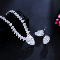 Ensemble de bijoux de soirée en zircon cubique blanc brillant pour femmes, collection de mariage tendance, accessoires pour mariée