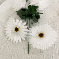 Offre Spéciale – Bouquet de 5 Têtes de Fleurs Artificielles Blanches en Soie de Qualité Supérieure, Idéal pour la Maison, le Jardin ou la Décoration Murale