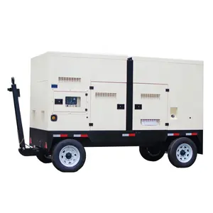 50HZ 3 phase 80kw 100kva silent white trailer diesel generators gensets with mobile removable four wheels 1104C-44TAG2 engine