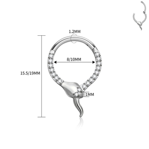 Nouvelle Tendance Anneau de Nez en Titane G23 F136 Forme Serpent avec Incrustation CZ, Boucle d'Oreille Segmentée, Clips <span class=keywords><strong>Tragus</strong></span>, Anneau à Charnière, Bijoux de <span class=keywords><strong>Piercing</strong></span> pour Femme - Product Image 3