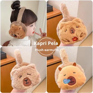 New Arrival Brown Faux Fur Ear Muffs Winter <b>Cute</b> Animal Furry Fluffy Capybara Plush Kids Earmuffs Furry - Product Image 5