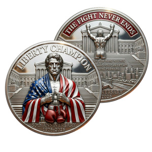 Moneda Conmemorativa Temática del 50 Aniversario de Stock Rocky Liberty Champion, Artesanía Metálica, Recuerdo Inspirador, Artículo Coleccionable - Product Image 1