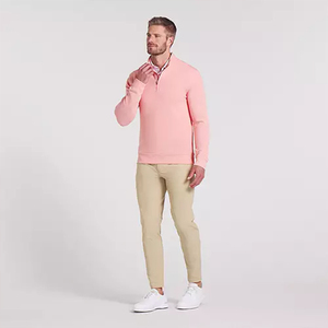 Logo personnalisé pour hommes à manches longues 1/4 Sweat-shirt zippé brodé Protection solaire UPF 50 Athletic Pink Golf Pullover - Product Image 5