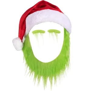 A227圣诞怪物角色扮演毛茸茸的胡子圣诞老人帽子圣诞帽眉毛派对服装逼真的圣诞老人面罩