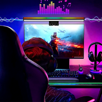 Barre lumineuse LED RGBIC synchronisée avec la musique pour moniteur, lampe de bureau pour jeux sur ordinateur avec application/WiFi/contrôle, abat-jour noir, protection des yeux
