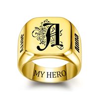 Bague pour homme en acier inoxydable plaqué or 18 carats, gravure, diagramme moderne, cadeau de la Saint-Valentin, livraison directe de bijoux