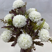 9 Tangkai Bunga Hydrangea Bulat Buatan dari Sutra dengan Daun Vintage untuk Dekorasi Vas Pernikahan dan Rumah