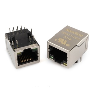 Composants électroniques ZJI HR911105A Connecteur RJ45 à port unique avec aimant intégré LED 10/100Base-T Connecteurs Ethernet NIC - Product Image 1