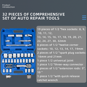 KARJOYS Set di strumenti manuali in vanadio cromato da 32 pezzi personalizzabile per riparazione auto <span class=keywords><strong>Kit</strong></span> di chiavi per chiavi a cricchetto - Product Image 6