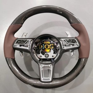 Volant en cuir et fibre de carbone pour Porsche Panamera, Macan, Cayenne, 918, 911, 718, 970, 971, 958, compatible avec <span class=keywords><strong>le</strong></span> véhicule d'origine - Product Image 1