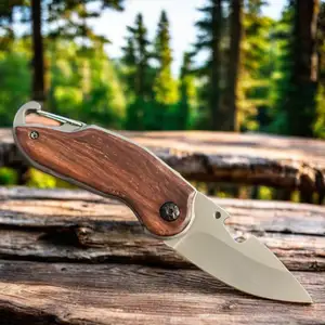 High Grade 3Cr13 Steel Folding Pocket Knife Wood Handle Outdoor Camping Self Defense Survival Knives