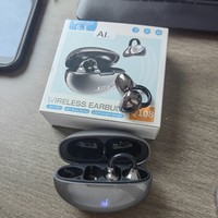 Écouteurs sans fil Q108 à clip d'oreille, Bluetooth 6.1, ANC, ENC, Bass Boost, étanches IPX5, affichage numérique, pour sport et gaming