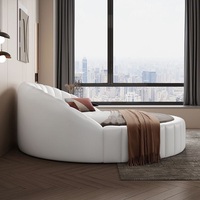 Design à la mode Offre Spéciale grand lit rond style européen moderne minimaliste Double cuir thème lit d'hôtel
