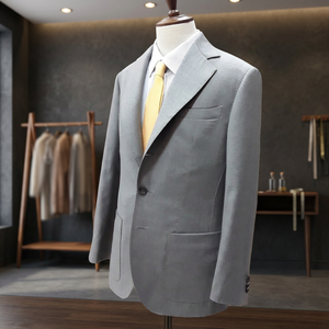 Costumes d'affaires sur mesure pour hommes en laine respirante, coupe ajustée, anti-vent, anti-plis, grandes tailles, avec plis sur le devant, pour adultes, pour le bureau - Product Image 3