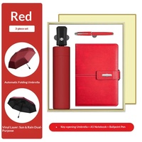 Ensemble cadeau de luxe avec carnet en cuir PU A5, stylo et parapluie, personnalisable avec logo, pour les entreprises