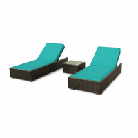 Boîte de rangement en osier, meubles d'extérieur, Patio, Chaise longue TURQUOISE, 3 pièces, offre spéciale