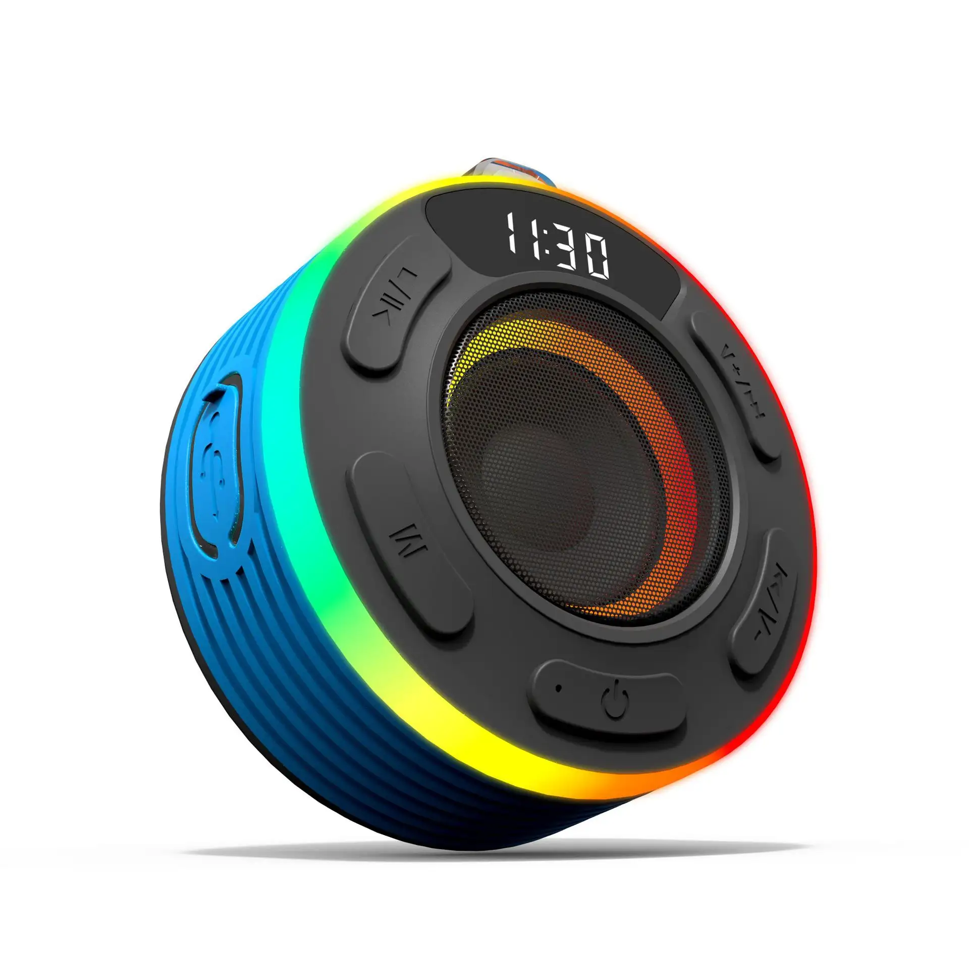 Portable Radio Mini FM Receiver IPX7 Waterproof Bluetooth Stereo Speaker Outdoor RGB Subwoofer Night Light with LED Display/MIC