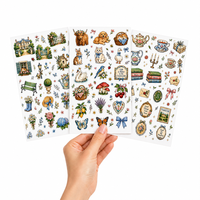 Autocollants personnalisés de fleurs botaniques, style Cottagecore, vintage, pour journal, en vinyle découpé, imperméables pour enfants