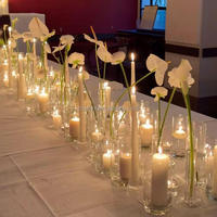 Vase en verre transparent à tube droit, support à fleurs, porte-bougie, centre de table, grand modèle transparent, pour décoration de table de mariage, banquet et salle à manger, en gros