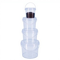 Pot en plastique transparent 1L 2L, récipient alimentaire avec couvercle hermétique pour le stockage du miel et des bonbons, seau en plastique transparent