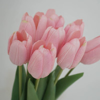 Bon marché, vente en gros, fausse fleur de haute qualité, fleurs de tulipes artificielles colorées en soie au toucher réel