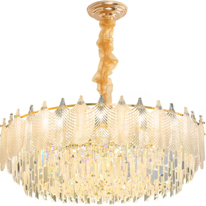 Trending Chandelier Gold Crystal Chandelier <b>Modern</b> Round Drum <b>LED</b> Pendant <b>Light</b> Warm White for Living Room - Product Image 6