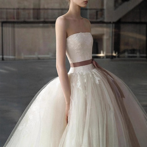 Vestido de Novia Francés sin Tirantes, Estilo Princesa, Largo hasta el Suelo, con Cristales y Cola Pequeña, Diseño Elegante, Venta Directa de Fábrica - Product Image 2