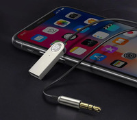 Connecteurs USB 3.5mm AUX pour voiture, en métal, pour récepteur, microphone intégré, appels mains libres, haut-parleur de navigation