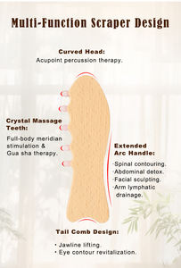 Strumenti per Massaggio in Legno a Forma di Pesce, Massaggiatore per Punti di Pressione con Denti in Quarzo Rosa Naturale per Gua Sha - Product Image 3