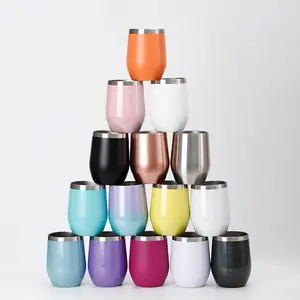 Cá nhân Tumbler 12 Ounce stemless rượu vang với nắp khắc tùy chỉnh ly, thép không gỉ chân không cách nhiệt cốc cà phê